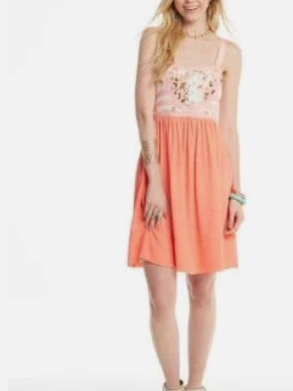 Matilda Jane Honeyed Elegance Coral Sleeveless Embroidered Bodice Dress XS